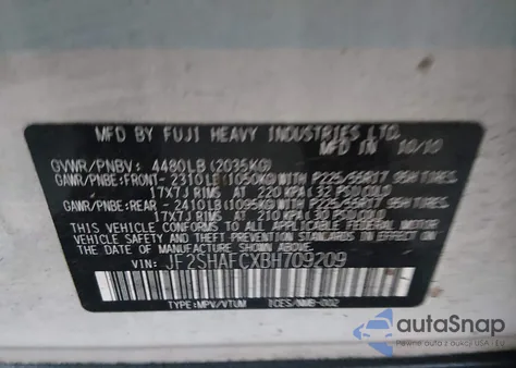 2011 Subaru Forester 2.5X Limited from USA, damaged, VIN JF2SHAFCXBH709209